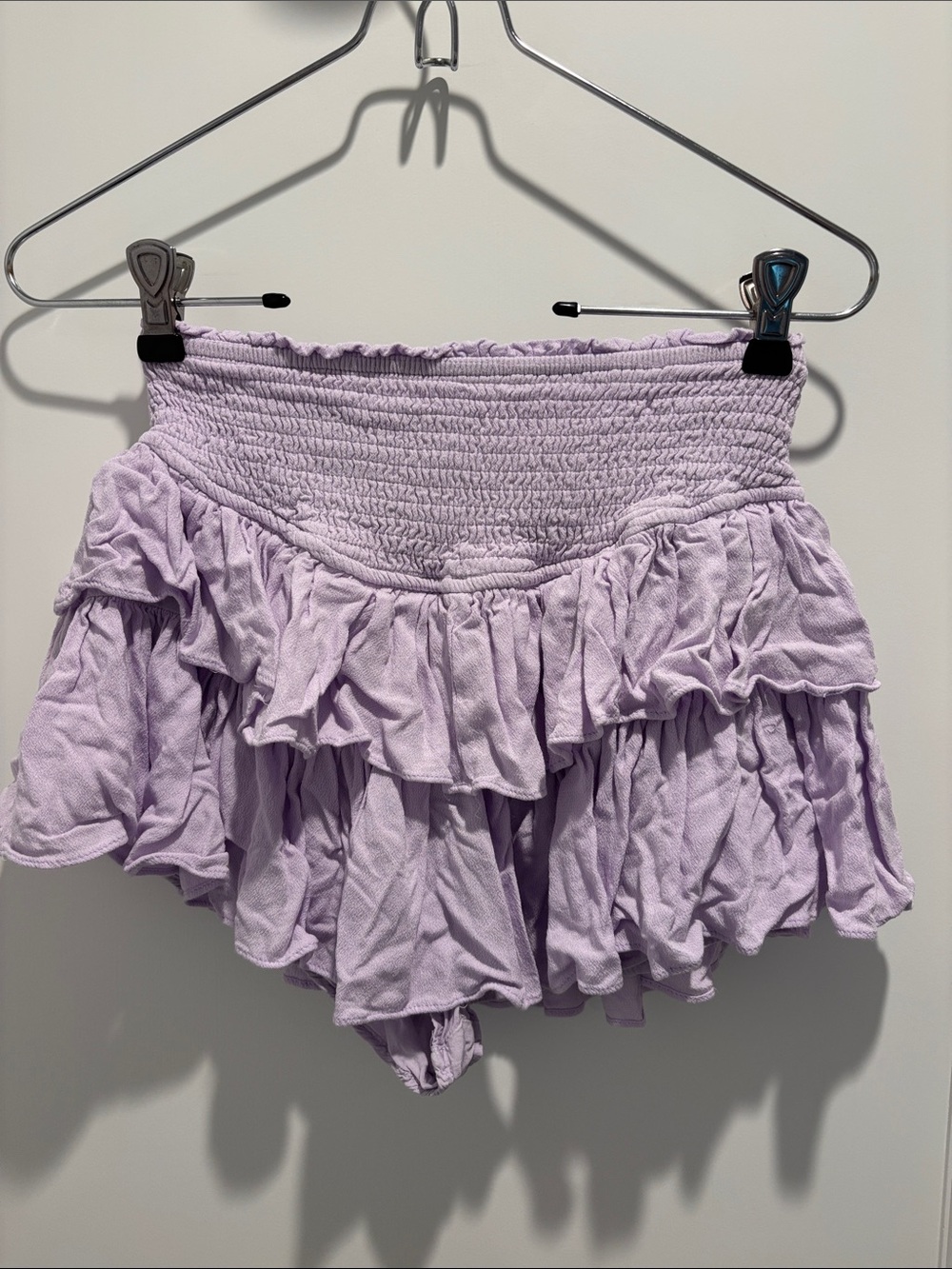 Smocked Lavender Ruffle Skort with Tiered Layers